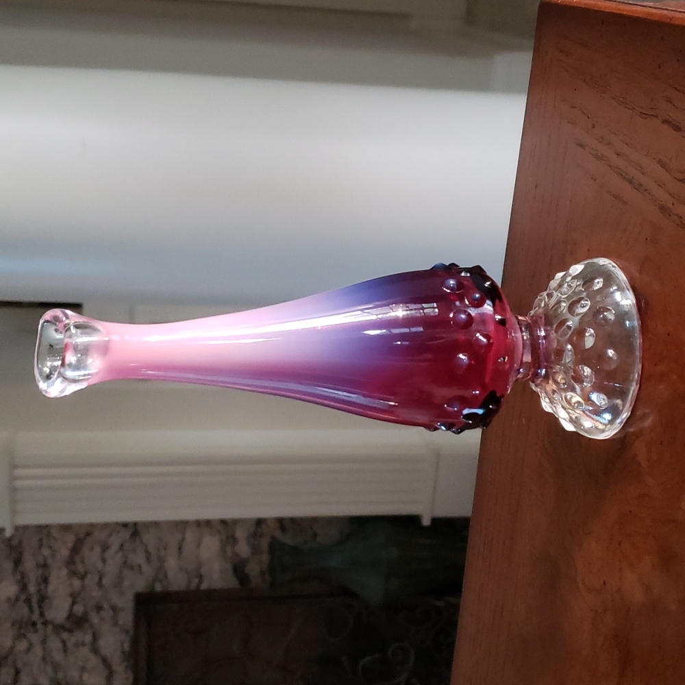 ❤ VINTAGE | Fenton Hobnail Opalescent Pink Purple Cranberry Art Glass Bud Vase